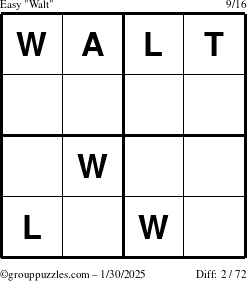 The grouppuzzles.com Easy Walt puzzle for Thursday January 30, 2025