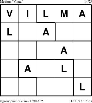 The grouppuzzles.com Medium Vilma puzzle for Thursday January 30, 2025