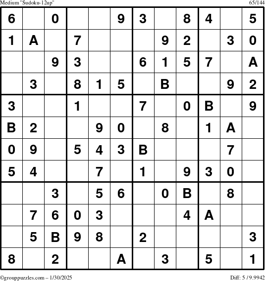 The grouppuzzles.com Medium Sudoku-12up puzzle for Thursday January 30, 2025