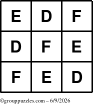 The grouppuzzles.com Answer grid for the TicTac-DEF puzzle for Tuesday June 9, 2026