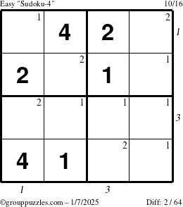 The grouppuzzles.com Easy Sudoku-4 puzzle for Tuesday January 7, 2025 with all 2 steps marked