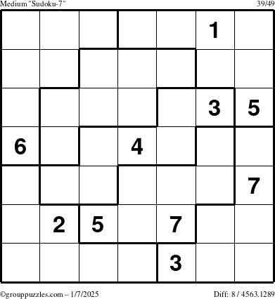 The grouppuzzles.com Medium Sudoku-7 puzzle for Tuesday January 7, 2025