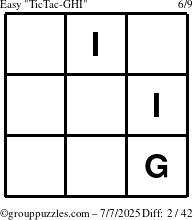 The grouppuzzles.com Easy TicTac-GHI puzzle for Monday July 7, 2025