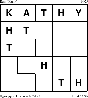 The grouppuzzles.com Easy Kathy puzzle for Monday July 7, 2025