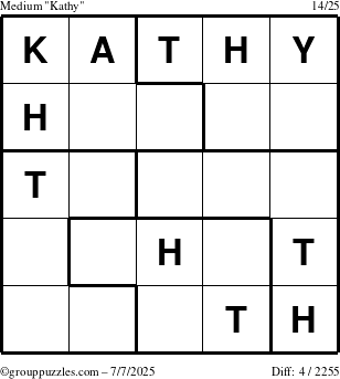 The grouppuzzles.com Medium Kathy puzzle for Monday July 7, 2025