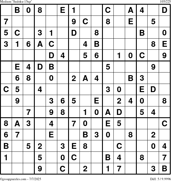 The grouppuzzles.com Medium Sudoku-15up puzzle for Monday July 7, 2025