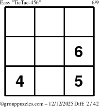 The grouppuzzles.com Easy TicTac-456 puzzle for Friday December 12, 2025