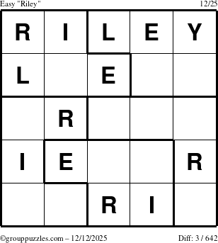 The grouppuzzles.com Easy Riley puzzle for Friday December 12, 2025