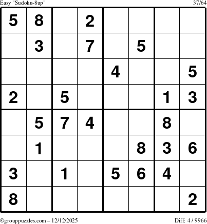 The grouppuzzles.com Easy Sudoku-8up puzzle for Friday December 12, 2025
