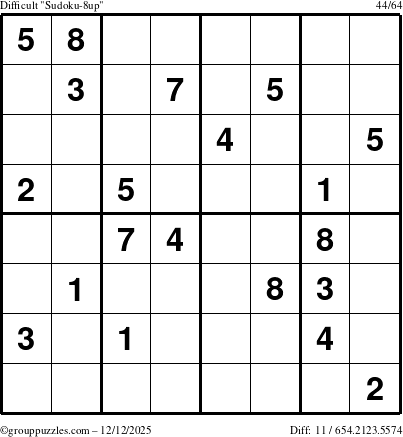 The grouppuzzles.com Difficult Sudoku-8up puzzle for Friday December 12, 2025