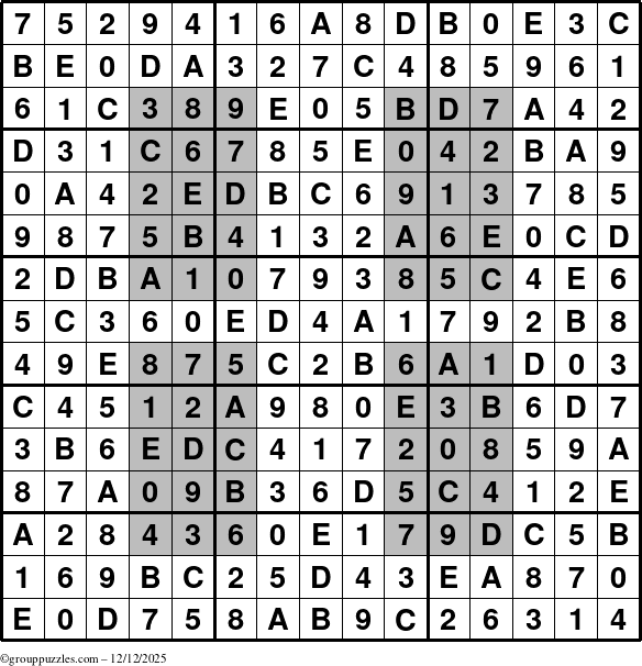 The grouppuzzles.com Answer grid for the HyperSudoku-15 puzzle for Friday December 12, 2025