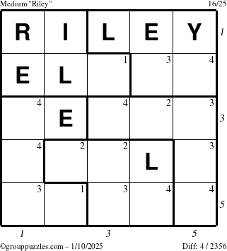 The grouppuzzles.com Medium Riley puzzle for Friday January 10, 2025 with all 4 steps marked