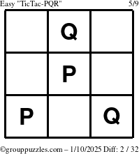 The grouppuzzles.com Easy TicTac-PQR puzzle for Friday January 10, 2025