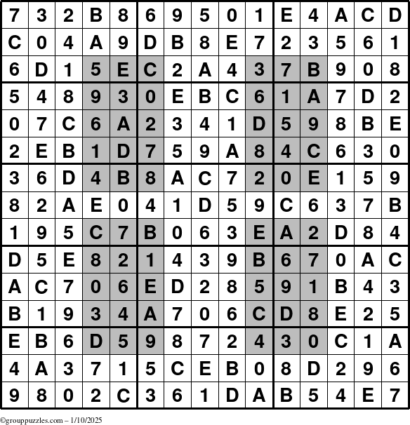 The grouppuzzles.com Answer grid for the HyperSudoku-15 puzzle for Friday January 10, 2025