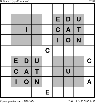 The grouppuzzles.com Difficult HyperEducation-i23 puzzle for Wednesday May 20, 2026