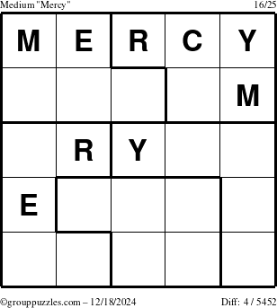 The grouppuzzles.com Medium Mercy puzzle for Wednesday December 18, 2024