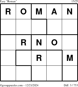 The grouppuzzles.com Easy Roman puzzle for Saturday December 21, 2024