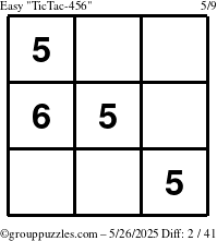The grouppuzzles.com Easy TicTac-456 puzzle for Monday May 26, 2025