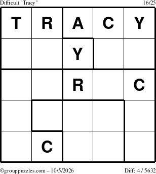 The grouppuzzles.com Difficult Tracy puzzle for Monday October 5, 2026