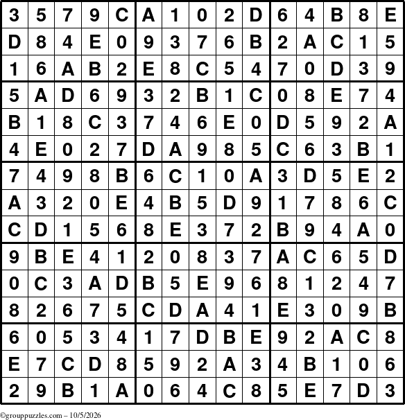 The grouppuzzles.com Answer grid for the Sudoku-15 puzzle for Monday October 5, 2026