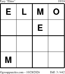 The grouppuzzles.com Easy Elmo puzzle for Wednesday October 28, 2026