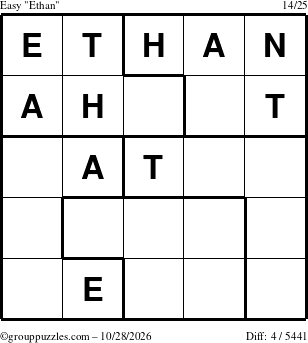 The grouppuzzles.com Easy Ethan puzzle for Wednesday October 28, 2026