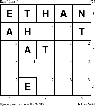 The grouppuzzles.com Easy Ethan puzzle for Wednesday October 28, 2026 with all 4 steps marked