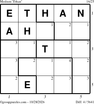 The grouppuzzles.com Medium Ethan puzzle for Wednesday October 28, 2026, suitable for printing, with all 4 steps marked