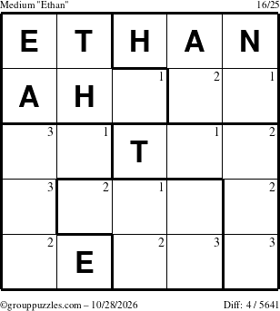 The grouppuzzles.com Medium Ethan puzzle for Wednesday October 28, 2026 with the first 3 steps marked