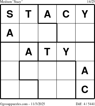 The grouppuzzles.com Medium Stacy puzzle for Monday November 3, 2025
