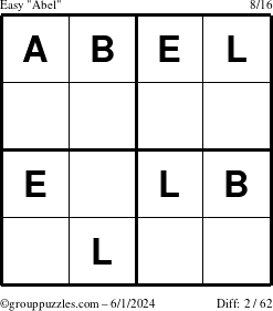 The grouppuzzles.com Easy Abel puzzle for Saturday June 1, 2024