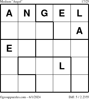 The grouppuzzles.com Medium Angel puzzle for Saturday June 1, 2024