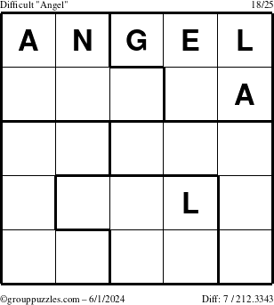 The grouppuzzles.com Difficult Angel puzzle for Saturday June 1, 2024