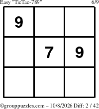 The grouppuzzles.com Easy TicTac-789 puzzle for Thursday October 8, 2026