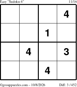 The grouppuzzles.com Easy Sudoku-4 puzzle for Thursday October 8, 2026