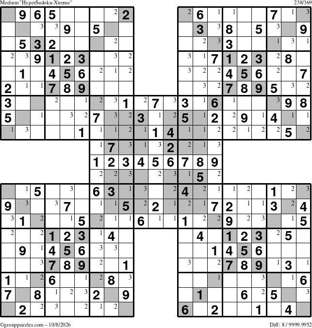 The grouppuzzles.com Medium cover-HyperXtreme puzzle for Thursday October 8, 2026 with the first 3 steps marked
