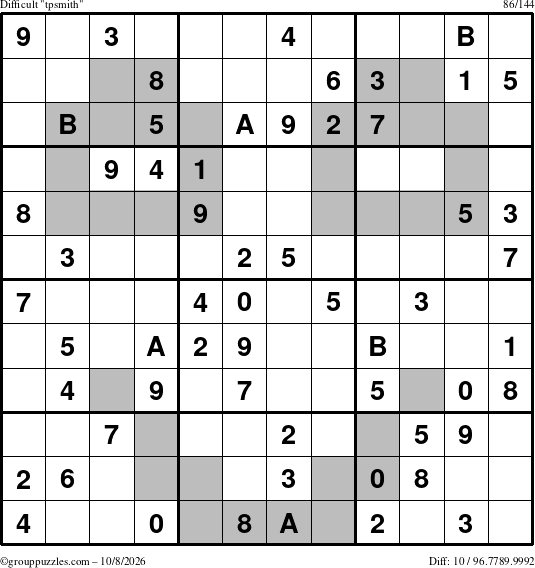 The grouppuzzles.com Difficult tpsmith puzzle for Thursday October 8, 2026