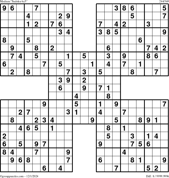 The grouppuzzles.com Medium Sudoku-by5 puzzle for Sunday December 1, 2024