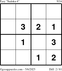The grouppuzzles.com Easy Sudoku-4 puzzle for Tuesday May 6, 2025