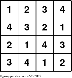 The grouppuzzles.com Answer grid for the Sudoku-4 puzzle for Tuesday May 6, 2025