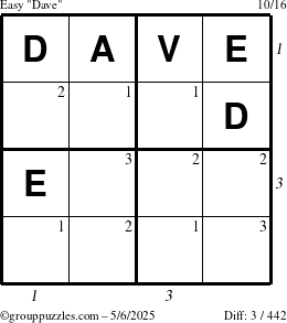 The grouppuzzles.com Easy Dave puzzle for Tuesday May 6, 2025 with all 3 steps marked