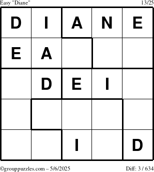 The grouppuzzles.com Easy Diane puzzle for Tuesday May 6, 2025
