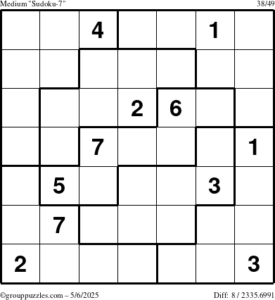 The grouppuzzles.com Medium Sudoku-7 puzzle for Tuesday May 6, 2025