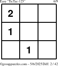The grouppuzzles.com Easy TicTac-123 puzzle for Tuesday May 6, 2025