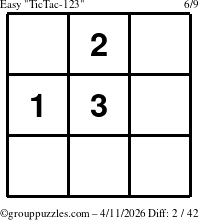 The grouppuzzles.com Easy TicTac-123 puzzle for Saturday April 11, 2026