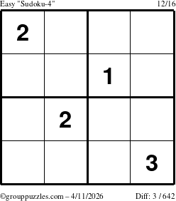 The grouppuzzles.com Easy Sudoku-4 puzzle for Saturday April 11, 2026