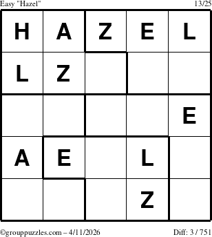The grouppuzzles.com Easy Hazel puzzle for Saturday April 11, 2026