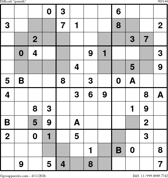 The grouppuzzles.com Difficult tpsmith puzzle for Saturday April 11, 2026