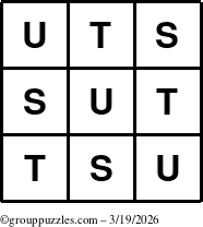 The grouppuzzles.com Answer grid for the TicTac-STU puzzle for Thursday March 19, 2026