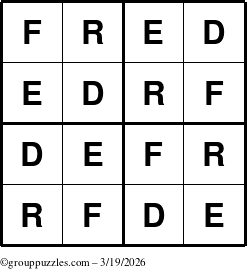 The grouppuzzles.com Answer grid for the Fred puzzle for Thursday March 19, 2026